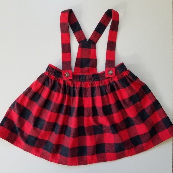 buffalo plaid suspender skirt